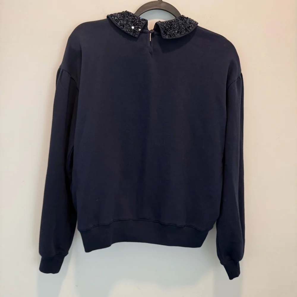 J crew Crewneck sweatshirt with crystal-embellished collar size S